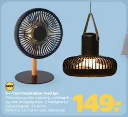 Netto 2-i-1 bordventilator med lys tilbud