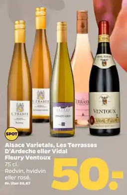 Netto Alsace Varietals, Les Terrasses D'Ardeche eller Vidal Fleury Ventoux tilbud