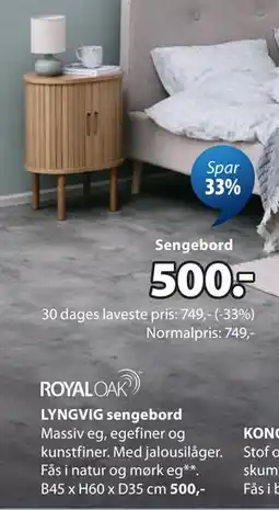 JYSK LYNGVIG sengebord tilbud