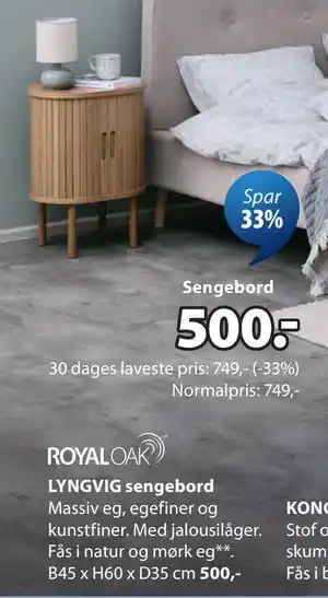 JYSK LYNGVIG sengebord tilbud