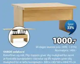 JYSK VARDE sofabord tilbud