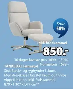 JYSK TANKEDAL lænestol tilbud