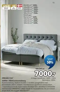 JYSK SOKNA + RESA kontinentalseng tilbud