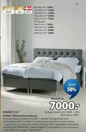JYSK SOKNA + RESA kontinentalseng tilbud