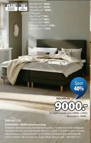 JYSK BJORSUND + MURU elevationsseng tilbud