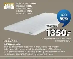 JYSK DREAMZONE HOPEN topmadras tilbud