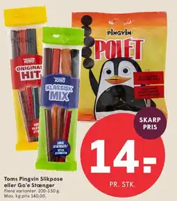 SPAR Toms Pingvin Slikpose eller Go'e Stænger tilbud