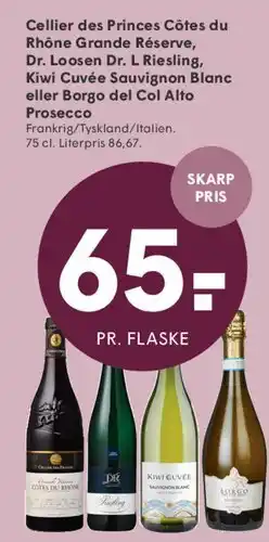 SPAR Cellier des Princes / Dr. Loosen / Kiwi Cuvée / Borgo del Col Alto tilbud