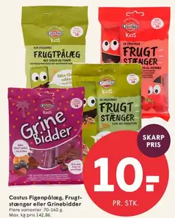 SPAR Castus Figenpålæg, Frugtstænger eller Grinebider tilbud