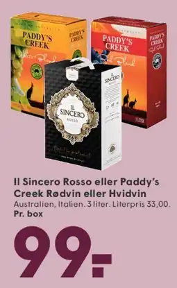 SPAR Il Sincero / Paddy's Creek (boxed wine) tilbud