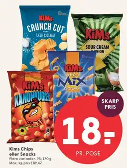 SPAR Kims Chips og snacks tilbud