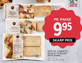MENY Gestus ciabatta, baguette eller pavé brød tilbud