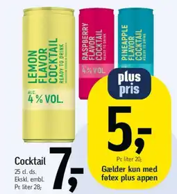 Føtex Vodka Cocktail (Lemon, Raspberry, Pineapple) tilbud