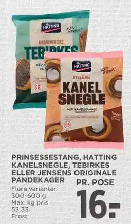 MENY Prinsessestang / Hatting Kanel Snegle / Jensen's Pandekager tilbud