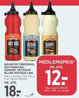 MENY Bähncke dressing / mayonnaise / sennep / ketchup / ristet løg tilbud