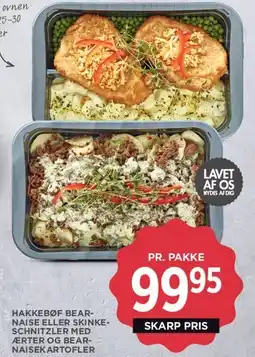 MENY Hakkebøf bearnaise eller skinke-schnitzler med ærter og bearnaisekartofler tilbud