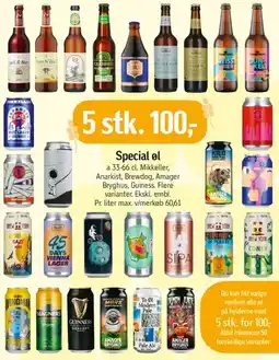 Føtex Special øl — 5 stk. 100,- tilbud
