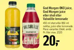 Føtex God Morgen ØKO juice / Valslille lemonade tilbud
