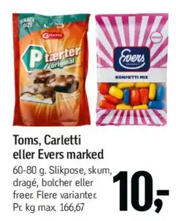 Føtex Toms / Carletti / Evers (slikposer) tilbud