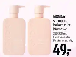 Føtex MONDAY shampoo / balsam / hårmaske tilbud