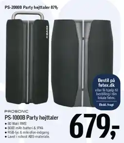 Føtex PROSONIC PS-1000B Party højtaler tilbud