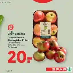 SPAR Grøn Balance Økologiske Æbler tilbud