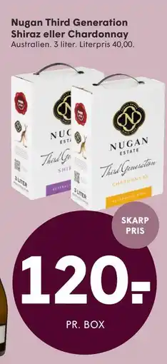 SPAR Nugan Third Generation Shiraz eller Chardonnay tilbud