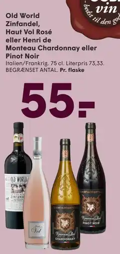 SPAR Old World Zinfandel, Haut Vol Rosé eller Henri de Monteau Chardonnay eller Pinot Noir tilbud
