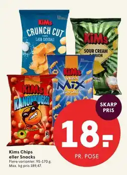 SPAR Kims Chips eller Snacks tilbud