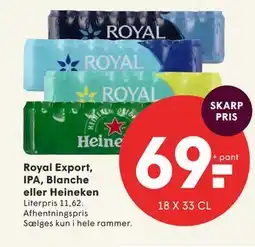 SPAR Royal Export, IPA, Blanche eller Heineken tilbud