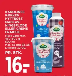 MENY KAROLINES KØKKEN HYTTEOST, MADLAVNINGSFLØDE ELLER CREME FRAICHE tilbud