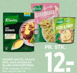 MENY KNORR SAUCE, SNACK POT, ASIA NOODLES ELLER SPAGHETTERIA tilbud