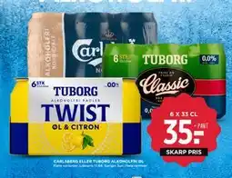MENY CARLSBERG ELLER TUBORG ALKOHOLFRI ØL tilbud