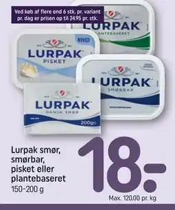 REMA 1000 Lurpak smør, smørbar, pisket eller plantebaseret tilbud