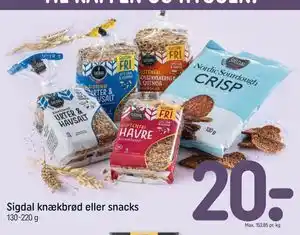 REMA 1000 Sigdal knækbrød eller snacks tilbud