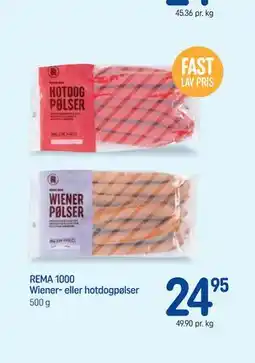 REMA 1000 REMA 1000 Wiener- eller hotdogpølser tilbud