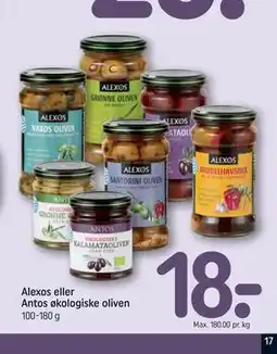 REMA 1000 Alexos eller Antos økologiske oliven tilbud