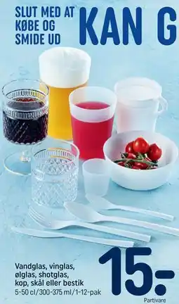 REMA 1000 Vandglas, vinglas, ølglas, shotglas, kop, skål eller bestik tilbud