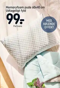 REMA 1000 Memoryfoam pude 60x40 cm Udtageligt fyld tilbud