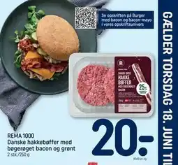 REMA 1000 REMA 1000 Danske hakkebøffer med bøgerøget bacon og grønt tilbud
