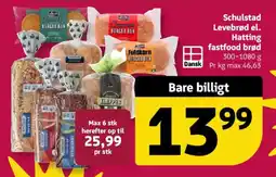 Løvbjerg Schulstad Levebrød el. Hatting fastfood brød tilbud