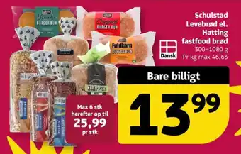 Løvbjerg Schulstad Levebrød el. Hatting fastfood brød tilbud