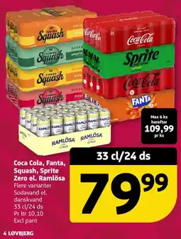 Løvbjerg Coca Cola, Fanta, Squash, Sprite Zero el. Ramlösa tilbud