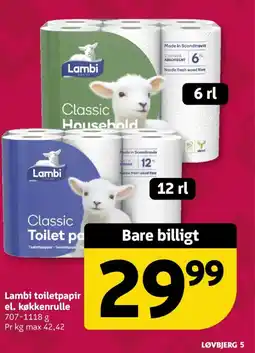 Løvbjerg Lambi toiletpapir el. køkkenrulle tilbud