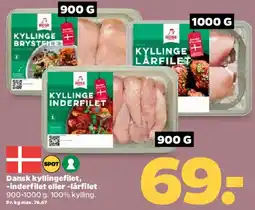 Netto Dansk kyllingefilet/inderfilet/lårfilet tilbud