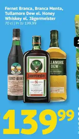 Løvbjerg Fernet Branca, Branca Menta, Tullamore Dew el. Honey Whiskey el. Jägermeister tilbud