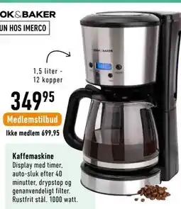 Imerco COOK&BAKER Kaffemaskine tilbud
