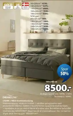 JYSK LYGNA + RESA kontinentalseng tilbud