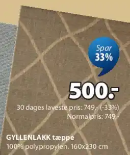 JYSK GYLLENLAK tæppe tilbud