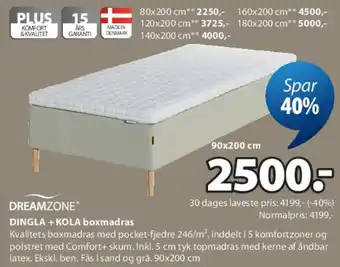 JYSK DINGLA + KOLA boxmadras tilbud